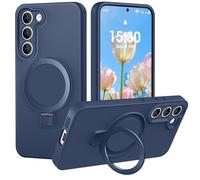 PuyaTeya Coque pour Samsung Galaxy S23 avec Support à Anneau Magnétique, Protection Militaire Antichoc et Anti-Rayures, Doublure Intérieure en Microfibre, en Silicone, Bleu Marine