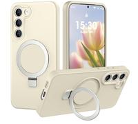 PuyaTeya Coque pour Samsung Galaxy S23 avec Support à Anneau Magnétique, Protection Militaire Antichoc et Anti-Rayures, Doublure Intérieure en Microfibre, en Silicone, Beige