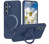 PuyaTeya Coque pour Samsung Galaxy S24 avec Support à Anneau Magnétique, Protection Militaire Antichoc et Anti-Rayures, Doublure Intérieure en Microfibre, en Silicone, Bleu Marine