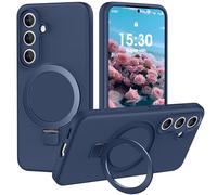 PuyaTeya Coque pour Samsung Galaxy S25 avec Support à Anneau Magnétique, Protection Militaire Antichoc et Anti-Rayures, Doublure Intérieure en Microfibre, en Silicone, Bleu Marine