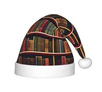 PUYhgb Bibliothèque Bibliothèque Imprimé Livre Chapeau de Noël Unisexe Chapeau de Noël Chapeau de Noël Bon pour Noël, Cosplay
