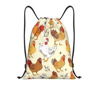 PUYhgb Brood Of Chickens Sac à dos pliable avec cordon de serrage pour entraînement, voyage, yoga et usage quotidien, Noir , S, Sac à dos de voyage