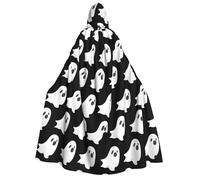 PUYhgb Cape à capuche fantôme Halloween imprimé pour adulte, capuche et nœud papillon, pour cosplay/astuce ou friandise