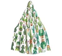 PUYhgb Cape à capuche pour adulte avec imprimé de fleurs de cactus et nœud papillon, pour cosplay, astuce ou friandise