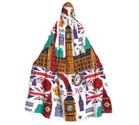 PUYhgb Cape à capuche pour adulte avec imprimé journal scolaire, capuche et nœud papillon, pour cosplay, astuce ou friandise