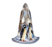 PUYhgb Cape à capuche unisexe avec imprimé de jeunes pingouins avec neige, cadeau attentionné pour Halloween, les amateurs de cosplay, les fêtes à thème