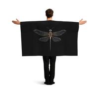 PUYhgb Cape de drapeau portable à imprimé libellule noire, costume de drapeau à mouvement libre pour les matchs et les fêtes de rue