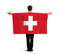 PUYhgb Cape de drapeau suisse avec imprimé drapeau suisse, costume de drapeau à mouvement libre pour les matchs et les fêtes de rue
