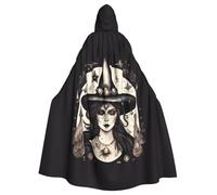 PUYhgb Cape de sorcière magique avec imprimé bohème pour Halloween, carnaval, fêtes à thème, maisons hantées et cosplay