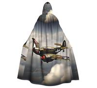 PUYhgb Cape d'Halloween imprimée 2 avion de la Seconde Guerre mondiale, 2 à l'échelle standard, cape de carnaval pour fêtes à thème, maisons hantées et cosplay