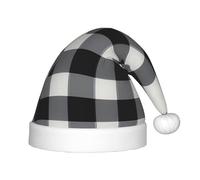PUYhgb Chapeau de Noël unisexe imprimé à carreaux noir et blanc, chapeau de vacances de Noël, chapeau de Noël bon pour Noël, cosplay