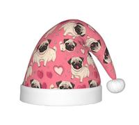 PUYhgb Chapeau de Noël unisexe imprimé carlin, chapeau de vacances de Noël, chapeau de Noël bon pour Noël, cosplay