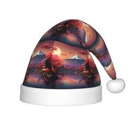 PUYhgb Chapeau de Noël unisexe imprimé paysage du mont Fuji du Japon, chapeau de vacances de Noël, chapeau de Noël bon pour Noël, cosplay