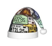 PUYhgb Chapeau de Noël unisexe imprimé plaque d'immatriculation, chapeau de vacances de Noël, chapeau de Noël bon pour Noël, cosplay