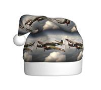 PUYhgb Chapeau de Père Noël adulte imprimé 2 avion de la Seconde Guerre mondiale 2 à l'échelle standard 2_00x, accessoire de vacances, chapeau de Noël pour les fêtes de vacances, les spectacles sur