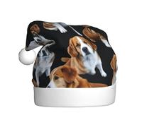 PUYhgb Chapeau de Père Noël pour adulte avec imprimé bouledogues anglais, accessoire de vacances, chapeau de Noël pour fêtes de fin d'année, spectacles sur scène