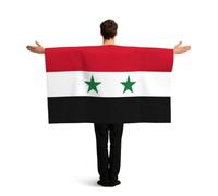PUYhgb Drapeau de la République arabe syrienne imprimé - Cape de drapeau portable - Costume de drapeau à mouvement libre pour les matchs et les fêtes de rue