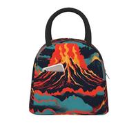 PUYhgb Grand sac à déjeuner isotherme avec fermeture éclair et poche avant Motif volcan