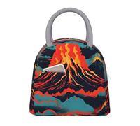 PUYhgb Grand sac à déjeuner isotherme avec fermeture éclair et poche avant Motif volcan