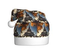 PUYhgb Joli chapeau de Père Noël imprimé Tour Eiffel Paris, accessoire de vacances, chapeau de Noël pour les fêtes de vacances, performances de scène