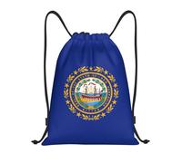 PUYhgb New Hampshire State Flag Print Sac à dos pliable avec cordon de serrage pour entraînement, voyage, yoga et usage quotidien, Noir , M, Sac à dos de voyage