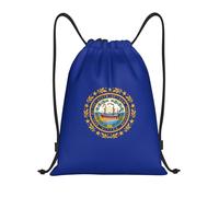PUYhgb New Hampshire State Flag Print Sac à dos pliable avec cordon de serrage pour entraînement, voyage, yoga et usage quotidien, Noir , M, Sac à dos de voyage