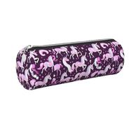 PUYhgb Pochette à stylo cylindrique imprimée licorne rose, sac de papeterie à fermeture éclair, étui de rangement portable, Argenté., One Size, trousse cylindrique