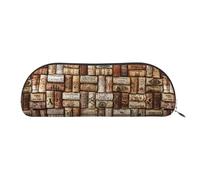 PUYhgb Pochette en demi-cercle avec imprimé liège de vin, sac de rangement à fermeture éclair, organiseur portable pour crayons, cosmétiques pour le travail, argent, taille unique, valise