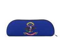 PUYhgb Pochette en demi-cercle imprimé drapeau du Dakota du Nord, sac de rangement à fermeture éclair, organiseur portable pour crayons, cosmétiques pour le travail, argent, taille unique, valise