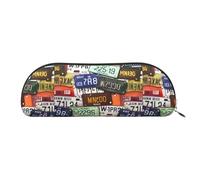 PUYhgb Pochette en demi-cercle imprimée de plaque d'immatriculation, sac de rangement à fermeture éclair, organiseur portable pour crayons, cosmétiques, pour le travail, doré, taille unique, valise