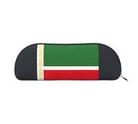 PUYhgb Pochette semi-circulaire imprimée drapeau de la République tchétchène, sac de rangement à fermeture éclair, organiseur portable pour crayons, cosmétiques pour le travail, argent, taille unique
