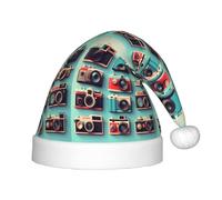 PUYhgb Rétro Cool Camera Collection Impression Unisexe Chapeau de Noël, Chapeau de Vacances de Noël, Chapeau de Noël Bon pour Noël, Cosplay