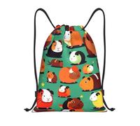 PUYhgb Sac à dos pliable avec cordon de serrage imprimé cochon d'Inde mignon pour l'entraînement, les voyages, le yoga et l'utilisation quotidienne, Noir , S, Sac à dos de voyage