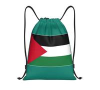 PUYhgb Sac à dos pliable avec cordon de serrage imprimé drapeau de la Palestine pour l'entraînement, les voyages, le yoga et une utilisation quotidienne, Noir , M, Sac à dos de voyage