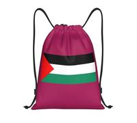 PUYhgb Sac à dos pliable avec cordon de serrage imprimé drapeau de la Palestine pour l'entraînement, les voyages, le yoga et une utilisation quotidienne, Noir , M, Sac à dos de voyage