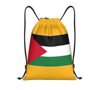 PUYhgb Sac à dos pliable avec cordon de serrage imprimé drapeau de la Palestine pour l'entraînement, les voyages, le yoga et une utilisation quotidienne, Noir , M, Sac à dos de voyage