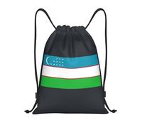 PUYhgb Sac à dos pliable avec cordon de serrage imprimé drapeau de la République d'Ouzbékistan pour l'entraînement, les voyages, le yoga et une utilisation quotidienne, Noir , S, Sac à dos de voyage