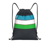 PUYhgb Sac à dos pliable avec cordon de serrage imprimé drapeau de la République d'Ouzbékistan pour l'entraînement, les voyages, le yoga et une utilisation quotidienne, Noir , S, Sac à dos de voyage