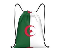 PUYhgb Sac à dos pliable avec cordon de serrage imprimé drapeau de l'Algérie pour entraînement, voyage, yoga et usage quotidien, Noir , M, Sac à dos de voyage