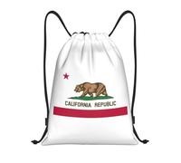 PUYhgb Sac à dos pliable avec cordon de serrage imprimé drapeau de l'État de Californie pour l'entraînement, les voyages, le yoga et une utilisation quotidienne, Noir , M, Sac à dos de voyage