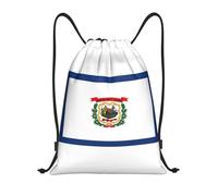 PUYhgb Sac à dos pliable avec cordon de serrage imprimé drapeau de l'État de Virginie-Occidentale pour l'entraînement, les voyages, le yoga et une utilisation quotidienne, Noir , M, Sac à dos de