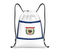 PUYhgb Sac à dos pliable avec cordon de serrage imprimé drapeau de l'État de Virginie-Occidentale pour l'entraînement, les voyages, le yoga et une utilisation quotidienne, Noir , M, Sac à dos de