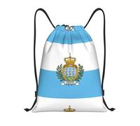 PUYhgb Sac à dos pliable avec cordon de serrage imprimé drapeau de Saint-Marin pour entraînement, voyage, yoga et usage quotidien, Noir , M, Sac à dos de voyage