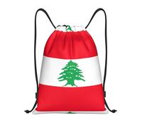 PUYhgb Sac à dos pliable avec cordon de serrage imprimé drapeau du Liban pour entraînement, voyage, yoga et usage quotidien, Noir , M, Sac à dos de voyage