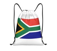 PUYhgb Sac à dos pliable avec cordon de serrage imprimé drapeau sud-africain pour l'entraînement, les voyages, le yoga et une utilisation quotidienne, Noir , S, Sac à dos de voyage