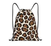 PUYhgb Sac à dos pliable avec cordon de serrage imprimé léopard pour l'entraînement, les voyages, le yoga et une utilisation quotidienne, Noir , M, Sac à dos de voyage