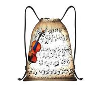 PUYhgb Sac à dos pliable avec cordon de serrage imprimé partition violon pour entraînement, voyage, yoga et usage quotidien, Noir , S, Sac à dos de voyage