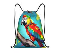 PUYhgb Sac à dos pliable avec cordon de serrage imprimé perroquets sur arbre pour l'entraînement, les voyages, le yoga et une utilisation quotidienne, Noir , S, Sac à dos de voyage