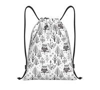 PUYhgb Sac à dos pliable avec cordon de serrage, motif chouette, branches d'arbre pour l'entraînement, les voyages, le yoga et une utilisation quotidienne, Noir , M, Sac à dos de voyage