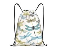 PUYhgb Sac à dos simple avec cordon de serrage pliable imprimé libellule pour l'entraînement, les voyages, le yoga et une utilisation quotidienne, Noir , M, Sac à dos de voyage